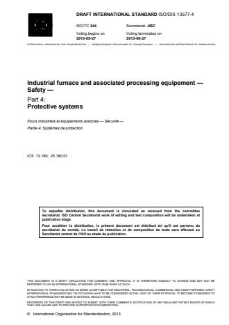ISO 13577-4:2014 - Industrial furnace and associated processing equipment -- Safety