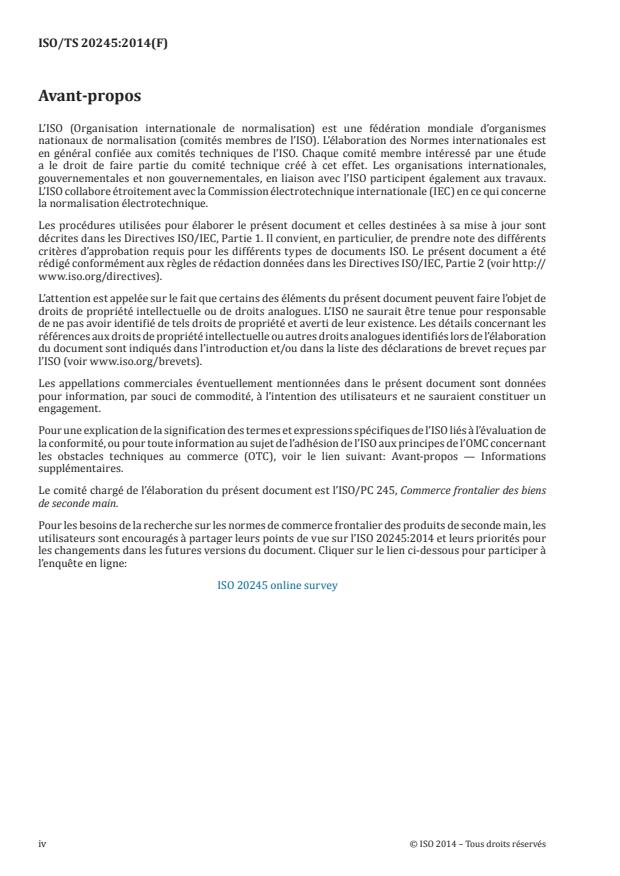 ISO/TS 20245:2014 ISO/TS 20245:2014 - Commerce frontalier des produits de seconde main - Page 4 preview