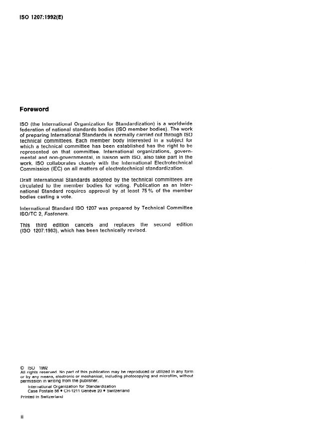 ISO 1207:1992 ISO 1207:1992 - Slotted cheese head screws -- Product grade A - Page 2 preview