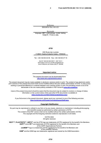 SIST ES 203 119-1 V1.5.1:2020 ETSI ES 203 119-1 V1.5.1 (2020-06) - Methods for Testing and Specification (MTS); The Test Description Language (TDL); Part 1: Abstract Syntax and Associated Semantics - Page 2 preview