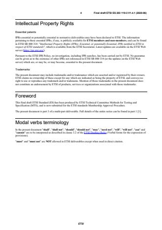 SIST ES 203 119-3 V1.4.1:2020 ETSI ES 203 119-3 V1.4.1 (2020-06) - Methods for Testing and Specification (MTS); The Test Description Language (TDL); Part 3: Exchange Format - Page 4 preview