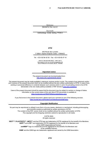 SIST ES 203 119-6 V1.2.1:2020 ETSI ES 203 119-6 V1.2.1 (2020-06) - Methods for Testing and Specification (MTS); The Test Description Language (TDL); Part 6: Mapping to TTCN-3 - Page 2 preview