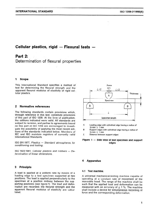 ISO 1209-2:1990 - Cellular plastics, rigid -- Flexural tests