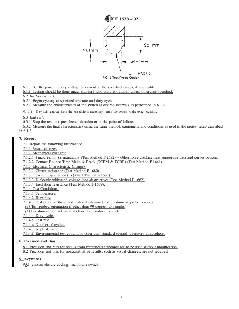 REDLINE ASTM F1578-07 - Standard Test Method for  Contact Closure Cycling of a Membrane Switch