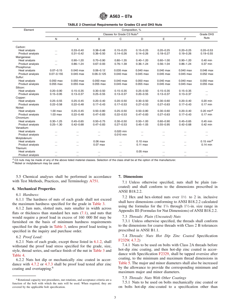 ASTM A563-07a - Standard Specification for  Carbon and Alloy Steel Nuts