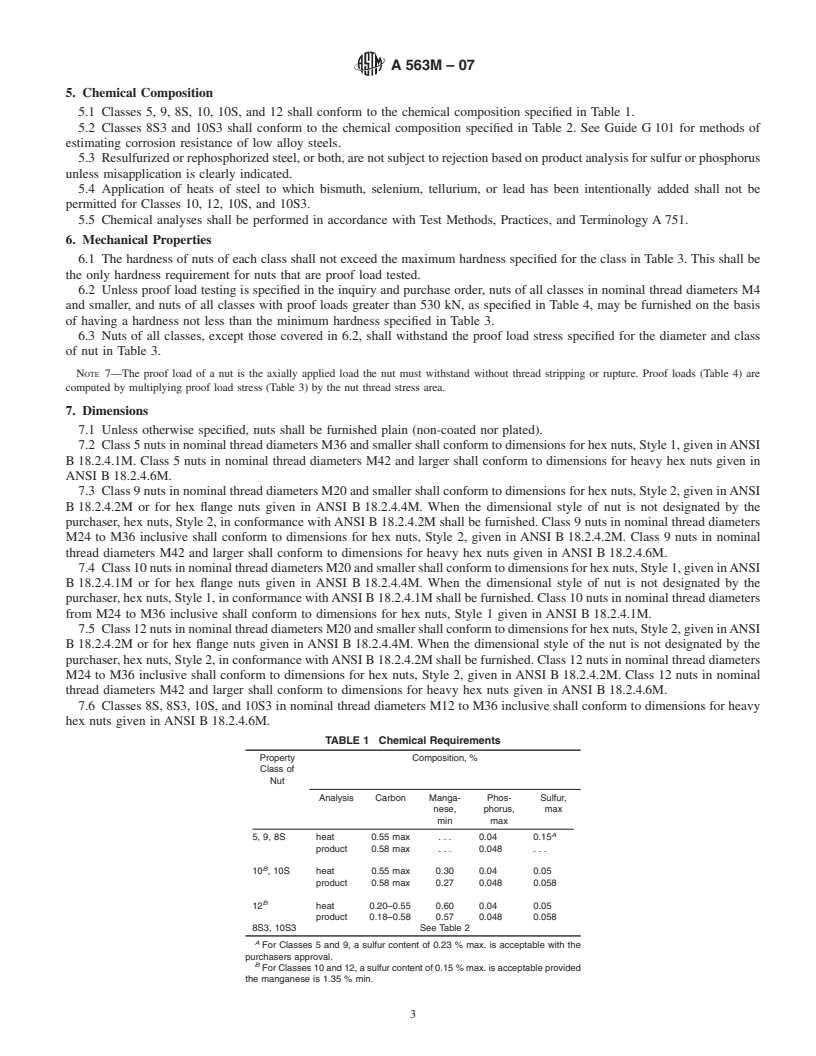 REDLINE ASTM A563M-07 - Standard Specification for  Carbon and Alloy Steel Nuts [Metric]