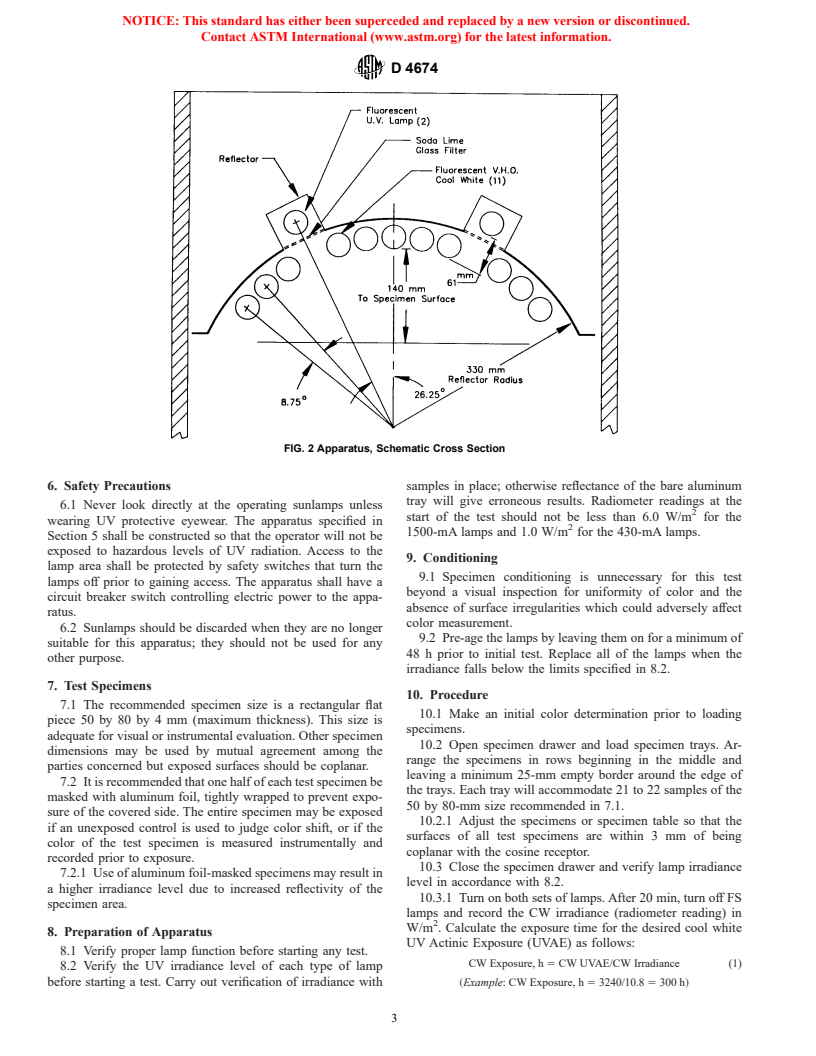 ASTM D4674-02 - Standard Test Method for Accelerated Testing for Color Stability of Plastics Exposed to Indoor Fluorescent Lighting and Window-Filtered Daylight