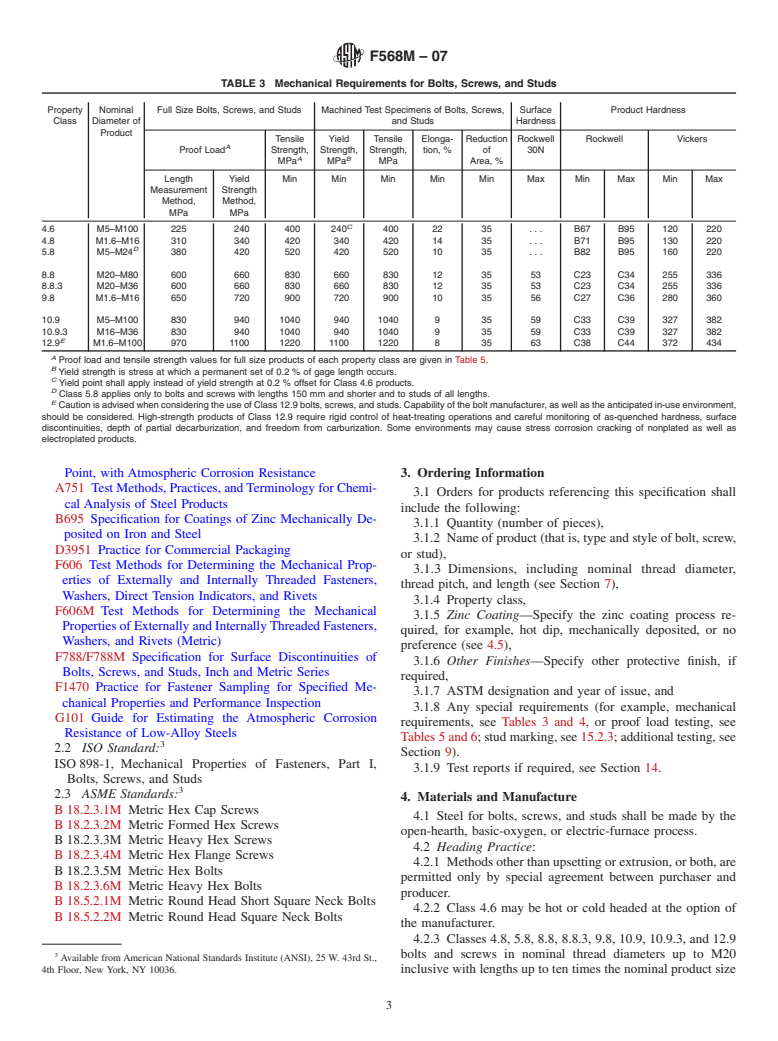 ASTM F568M-07 - Standard Specification for  Carbon and Alloy Steel Externally Threaded Metric Fasteners (Withdrawn 2012)