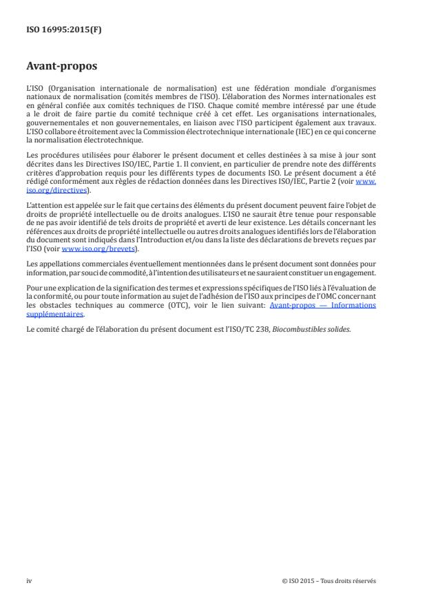 ISO 16995:2015 ISO 16995:2015 - Biocombustibles solides -- Détermination de la teneur en chlorure, sodium et potassium solubles dans l'eau - Page 4 preview