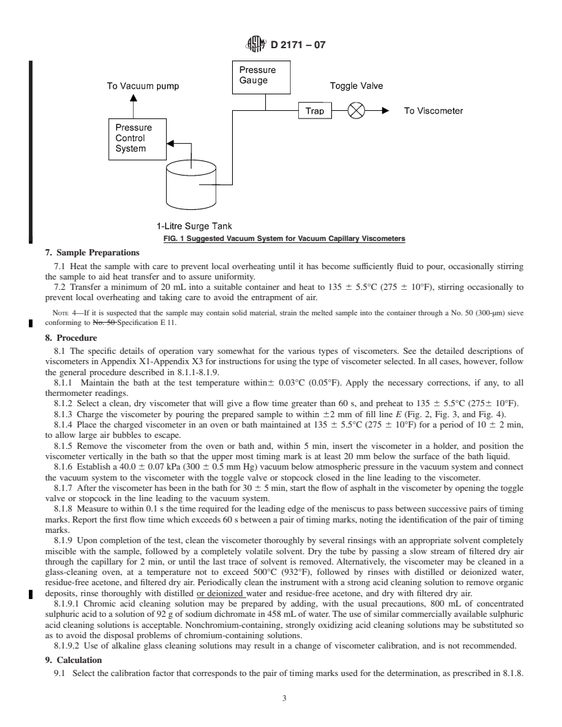 REDLINE ASTM D2171-07 - Standard Test Method for  Viscosity of Asphalts by Vacuum Capillary Viscometer