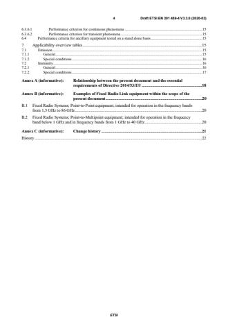 SIST EN 301 489-4 V3.3.1:2021 ETSI EN 301 489-4 V3.3.0 (2020-03) - ElectroMagnetic Compatibility (EMC) standard for radio equipment and services; Part 4: Specific conditions for fixed radio links and ancillary equipment; Harmonised Standard for electromagnetic compatibility - Page 4 preview