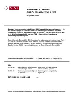 SIST EN 301 489-12 V3.2.1:2022 - Page 1 preview