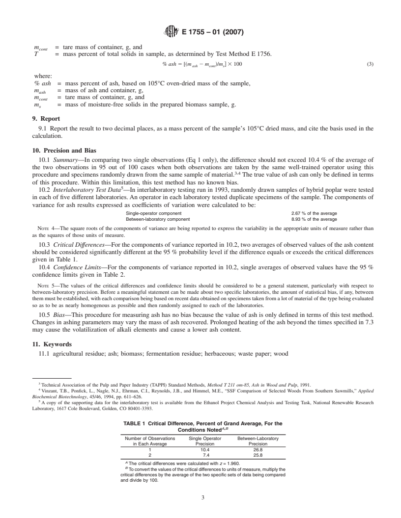 REDLINE ASTM E1755-01(2007) - Standard Test Method for  Ash in Biomass