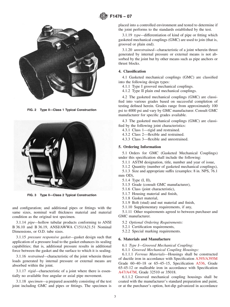 ASTM F1476-07 - Standard Specification for Performance of Gasketed Mechanical Couplings for Use in Piping Applications