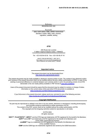 SIST EN 301 489-19 V2.2.1:2022 ETSI EN 301 489-19 V2.2.0 (2020-09) - ElectroMagnetic Compatibility (EMC) standard for radio equipment and services; Part 19: Specific conditions for Receive Only Mobile Earth Stations (ROMES) operating in the 1,5 GHz band providing data communications and GNSS receivers operating in the RNSS band providing positioning, navigation, and timing data; Harmonised Standard for ElectroMagnetic Compatibility - Page 2 preview