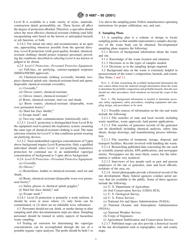 ASTM D4687-95(2001) - Standard Guide for General Planning of Waste Sampling