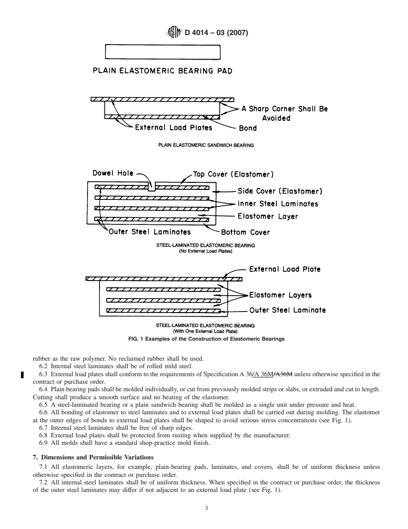 REDLINE ASTM D4014-03(2007) - Standard Specification for  Plain and Steel-Laminated Elastomeric Bearings for Bridges