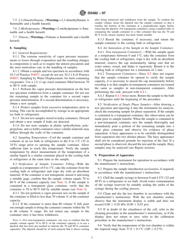 ASTM D5482-07 - Standard Test Method for Vapor Pressure of Petroleum Products (Mini Method<span class='unicode'>&#x2014;</span>Atmospheric)