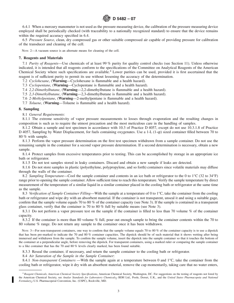 REDLINE ASTM D5482-07 - Standard Test Method for Vapor Pressure of Petroleum Products (Mini Method<span class='unicode'>&#x2014;</span>Atmospheric)