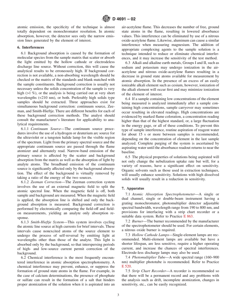 ASTM D4691-02 - Standard Practice for Measuring Elements in Water by Flame Atomic Absorption Spectrophotometry