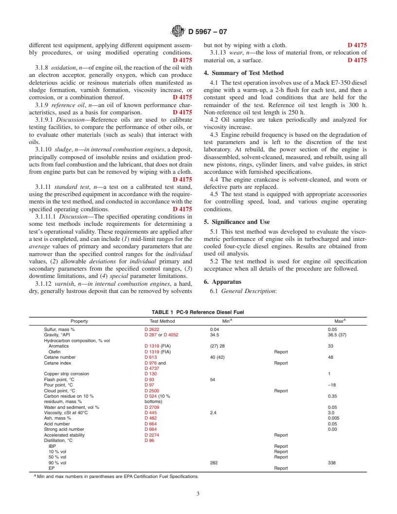 ASTM D5967-07 - Standard Test Method for Evaluation of Diesel Engine Oils in T-8 Diesel Engine