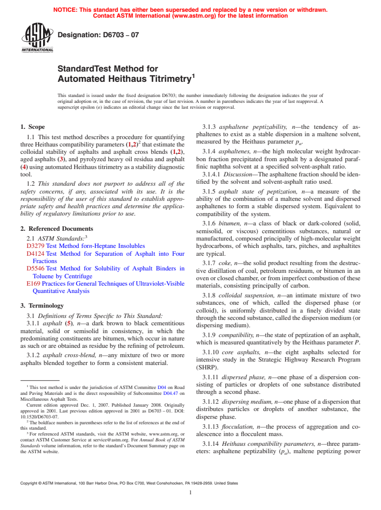 ASTM D6703-07 - Standard Test Method for Automated Heithaus Titrimetry