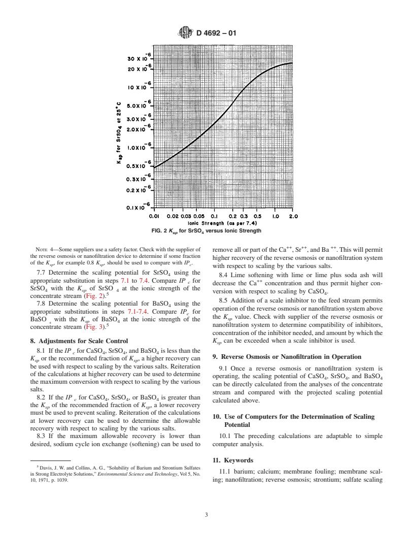 ASTM D4692-01 - Standard Practice for Calculation and Adjustment of Sulfate Scaling Salts (CaSO<sub>4</sub>, SrSO<sub>4</sub>, and BaSO<sub>4</sub>) for Reverse Osmosis and Nanofiltration