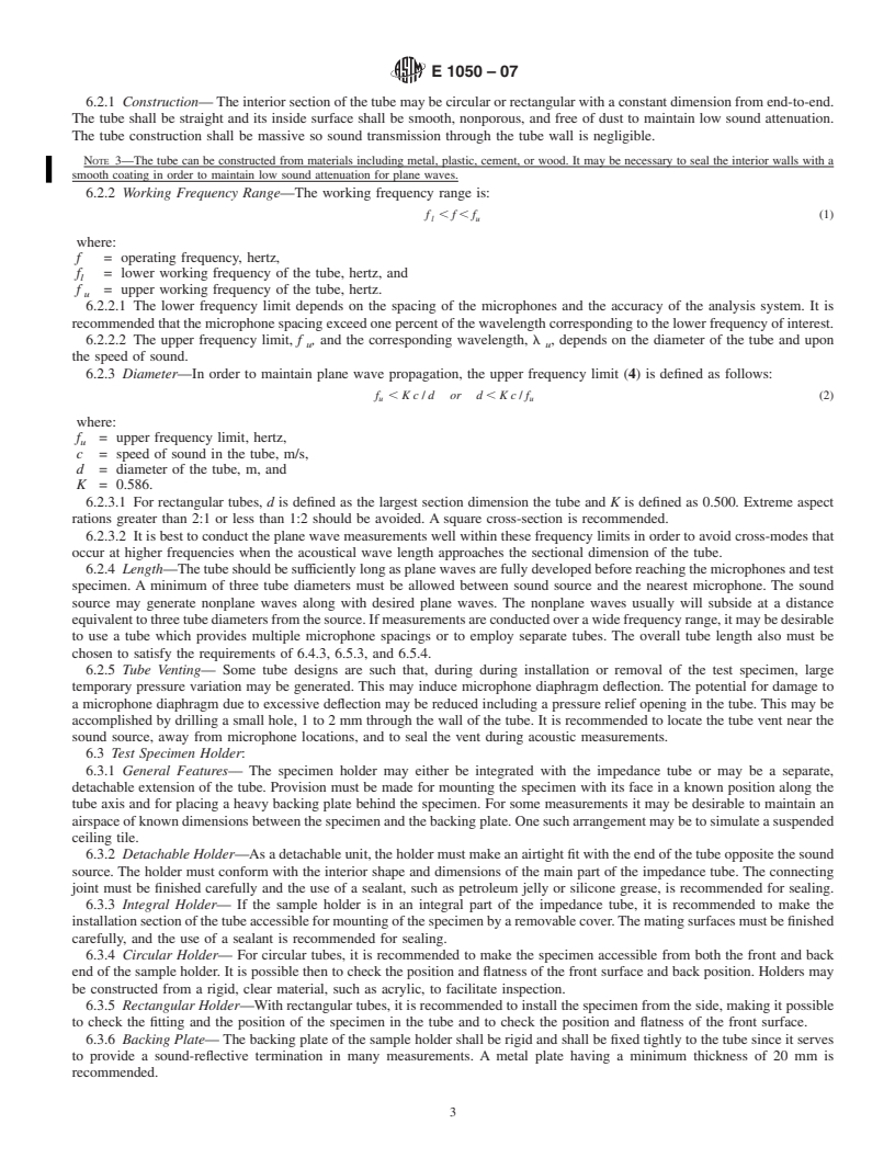 REDLINE ASTM E1050-07 - Standard Test Method for Impedance and Absorption of Acoustical Materials Using A Tube, Two Microphones and A Digital Frequency Analysis System