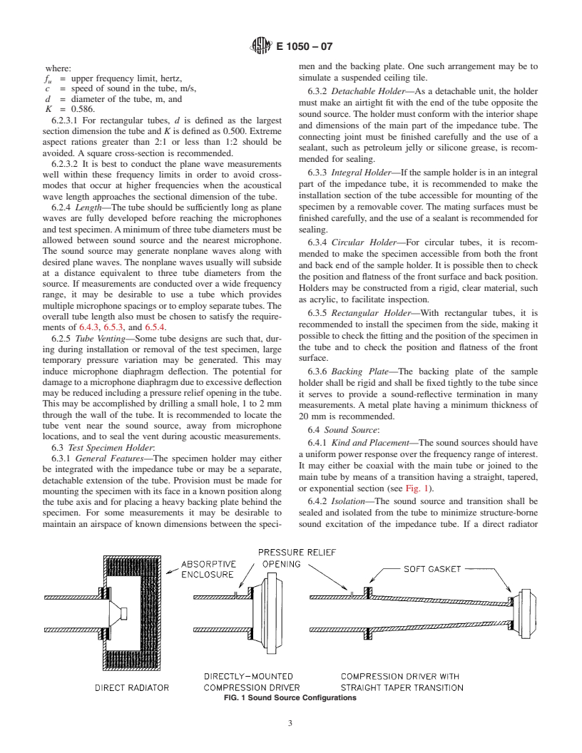 ASTM E1050-07 - Standard Test Method for Impedance and Absorption of Acoustical Materials Using A Tube, Two Microphones and A Digital Frequency Analysis System