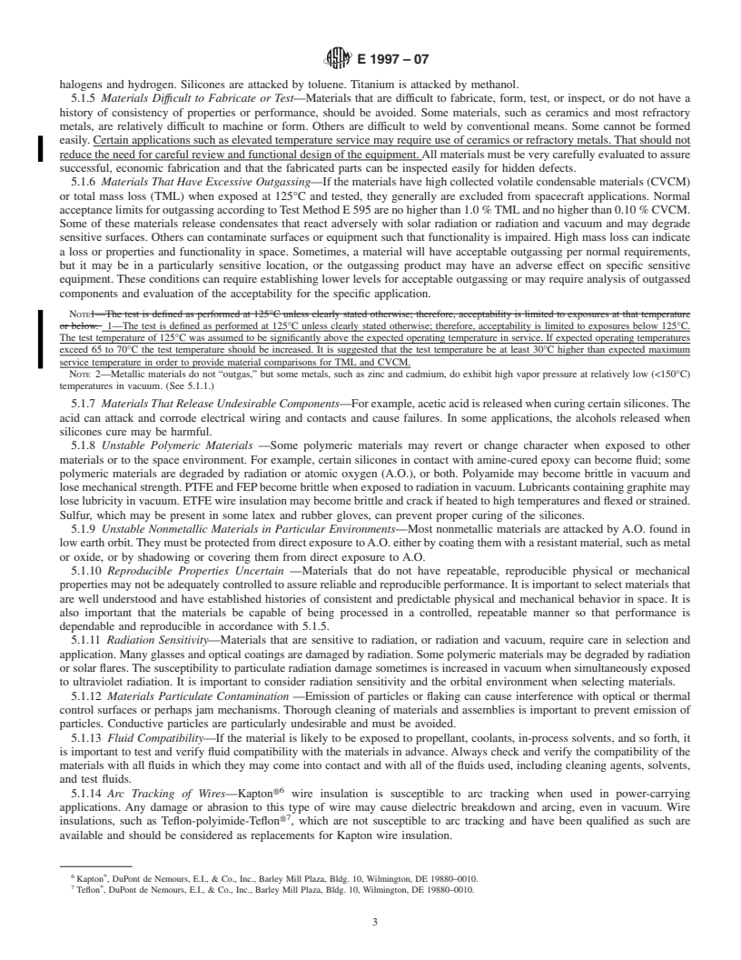 REDLINE ASTM E1997-07 - Standard Practice for the Selection of Spacecraft Materials