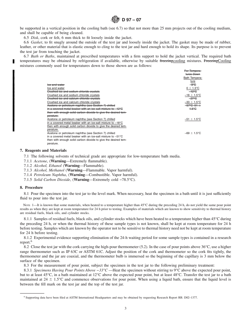 REDLINE ASTM D97-07 - Standard Test Method for Pour Point of Petroleum Products