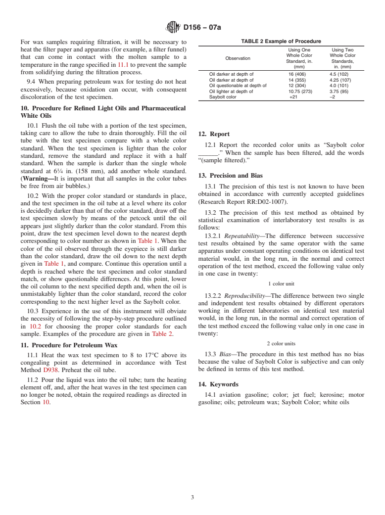ASTM D156-07a - Standard Test Method for Saybolt Color of Petroleum Products (Saybolt Chromometer Method)