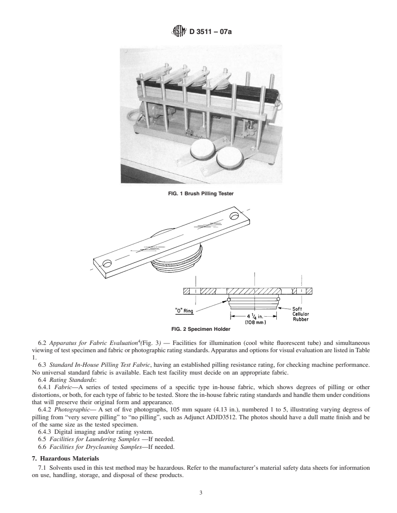 REDLINE ASTM D3511-07a - Standard Test Method for  Pilling Resistance and Other Related Surface Changes of Textile Fabrics: Brush Pilling Tester