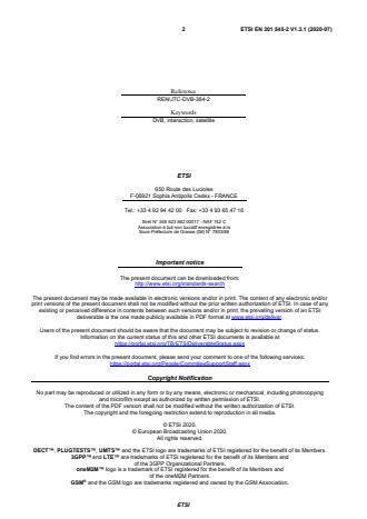 SIST EN 301 545-2 V1.3.1:2020 ETSI EN 301 545-2 V1.3.1 (2020-07) - Digital Video Broadcasting (DVB); Second Generation DVB Interactive Satellite System (DVB-RCS2); Part 2: Lower Layers for Satellite standard - Page 2 preview