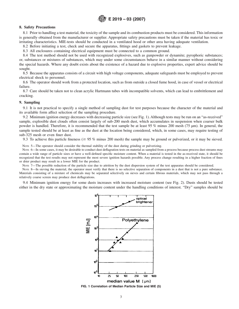 REDLINE ASTM E2019-03(2007) - Standard Test Method for Minimum Ignition Energy of a Dust Cloud in Air