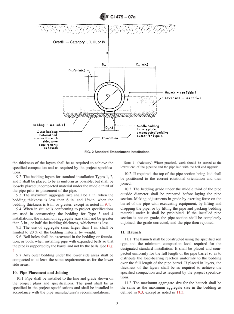 ASTM C1479-07a - Standard Practice for Installation of Precast Concrete Sewer, Storm Drain, and Culvert Pipe Using Standard Installations