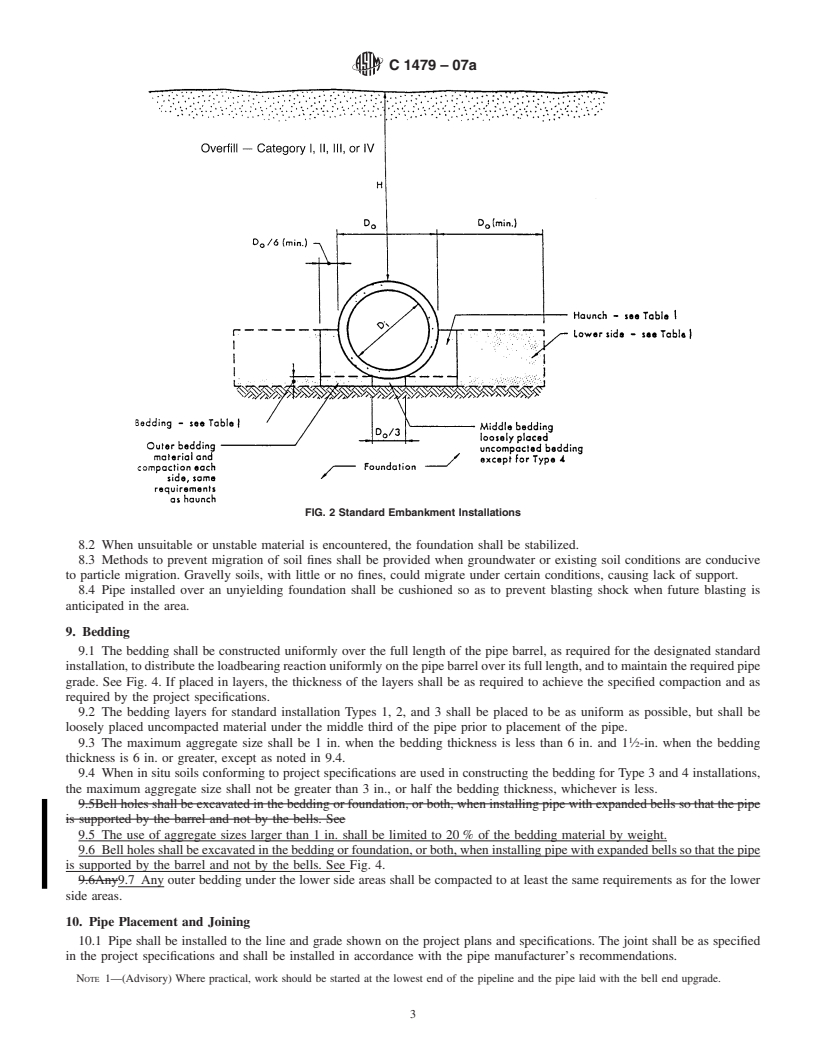 REDLINE ASTM C1479-07a - Standard Practice for Installation of Precast Concrete Sewer, Storm Drain, and Culvert Pipe Using Standard Installations