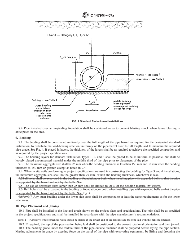 REDLINE ASTM C1479M-07a - Standard Practice for Installation of Precast Concrete Sewer, Storm Drain, and Culvert Pipe Using Standard Installations (Metric)