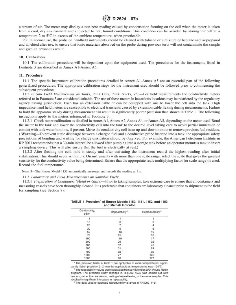 REDLINE ASTM D2624-07a - Standard Test Methods for Electrical Conductivity of Aviation and Distillate Fuels