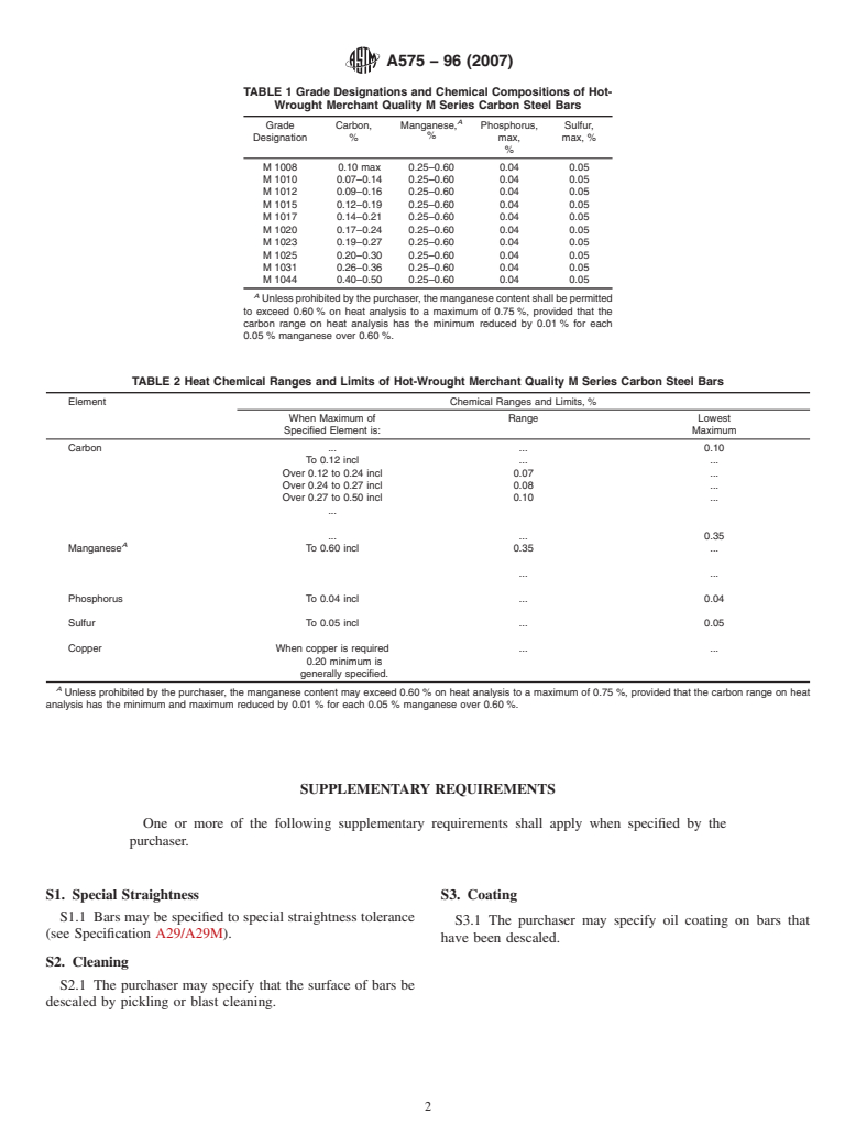 ASTM A575-96(2007) - Standard Specification for  Steel Bars, Carbon, Merchant Quality, M-Grades