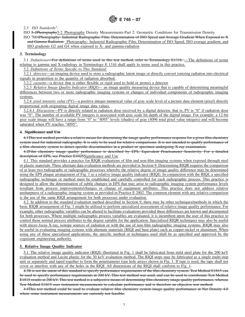 REDLINE ASTM E746-07 - Standard Practice for Determining Relative Image Quality Response of Industrial Radiographic Imaging Systems