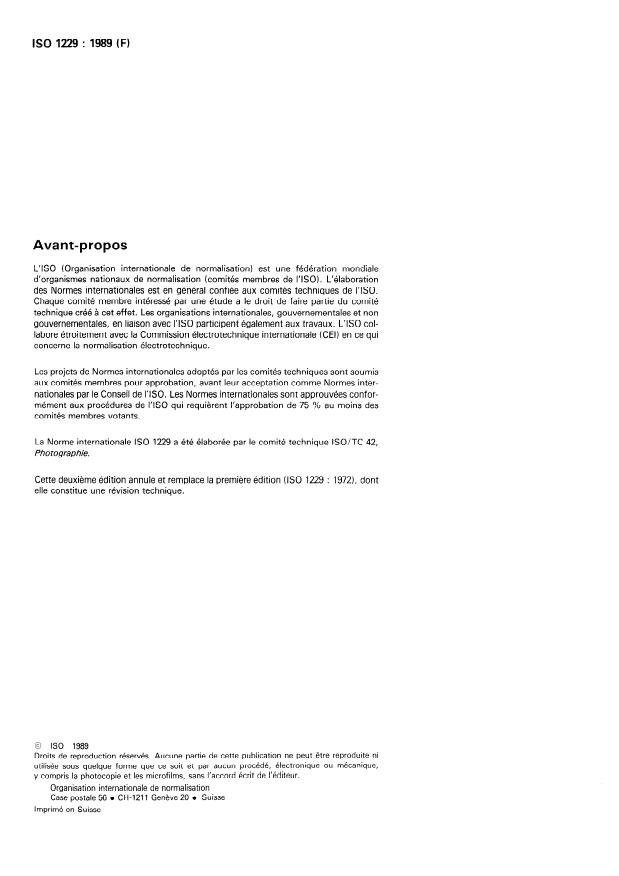 ISO 1229:1989 ISO 1229:1989 - Photographie -- Lampes a éclair a combustion -- Détermination de l'émission lumineuse - Page 2 preview