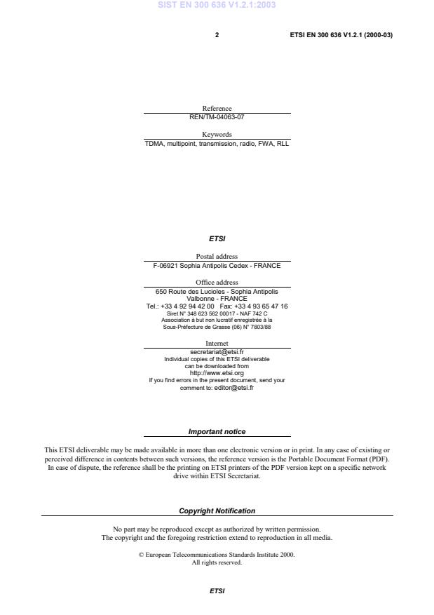 SIST EN 300 636 V1.2.1:2003 SIST EN 300 636 V1.2.1:2003 - Page 4 preview