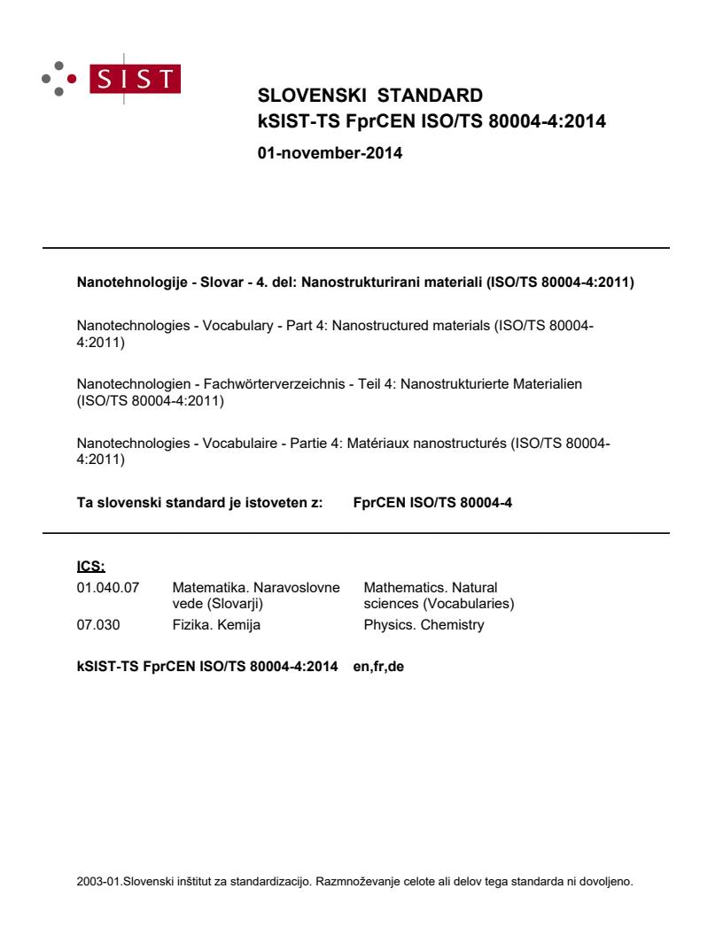 kTS FprCEN ISO/TS 80004-4:2014