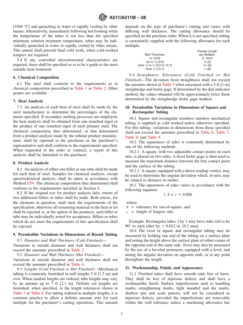 ASTM A511/A511M-08 - Standard Specification for  Seamless Stainless Steel Mechanical Tubing