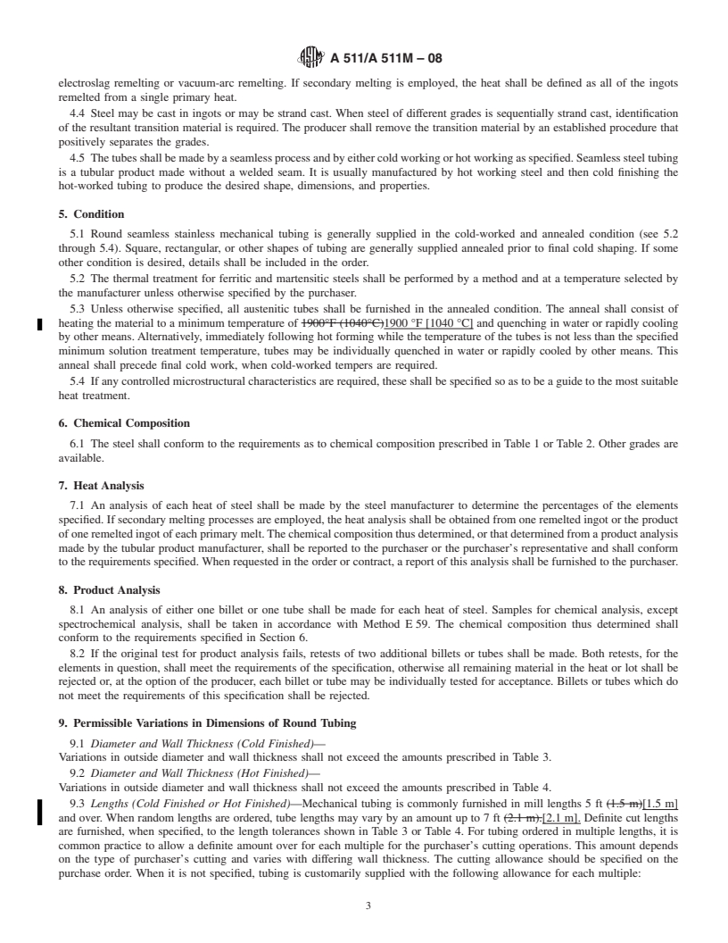 REDLINE ASTM A511/A511M-08 - Standard Specification for  Seamless Stainless Steel Mechanical Tubing