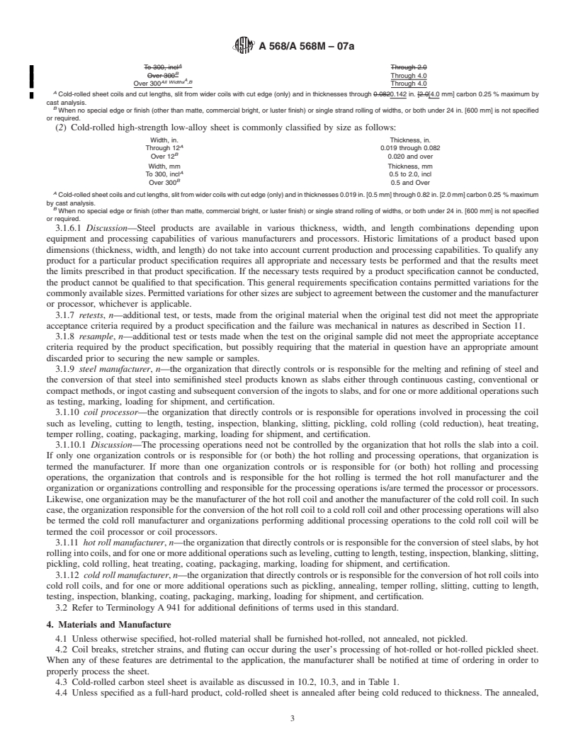 REDLINE ASTM A568/A568M-07a - Standard Specification for  Steel, Sheet, Carbon, Structural, and High-Strength, Low-Alloy,  Hot-Rolled  and Cold-Rolled, General Requirements for