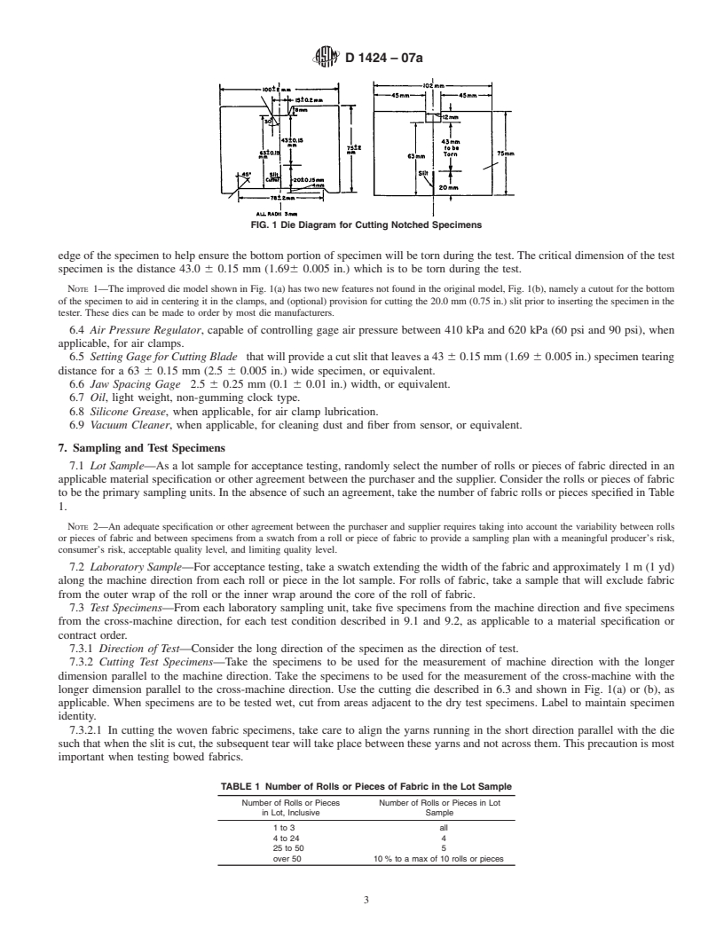 REDLINE ASTM D1424-07a - Standard Test Method for  Tearing Strength of Fabrics by Falling-Pendulum Type (Elmendorf) Apparatus