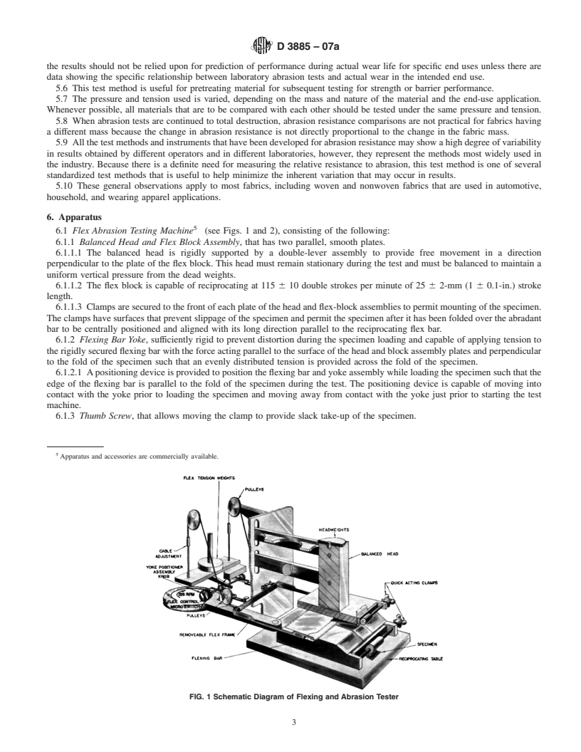 REDLINE ASTM D3885-07a - Standard Test Method for  Abrasion Resistance of Textile Fabrics (Flexing and Abrasion Method)