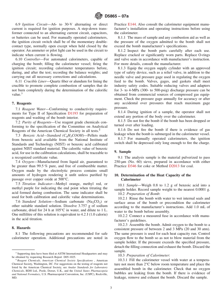 ASTM D5865-07a - Standard Test Method for  Gross Calorific Value of Coal and Coke